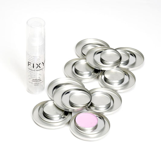FIXY Ultimate Makeup Refill Kit: Includes 30 Round Empty Magnetic Pans & a Powder Binder Spray | Repurpose your Eyeshadow, Blush, Bronzer, Highlighter & More | Vegan & Cruelty-Free