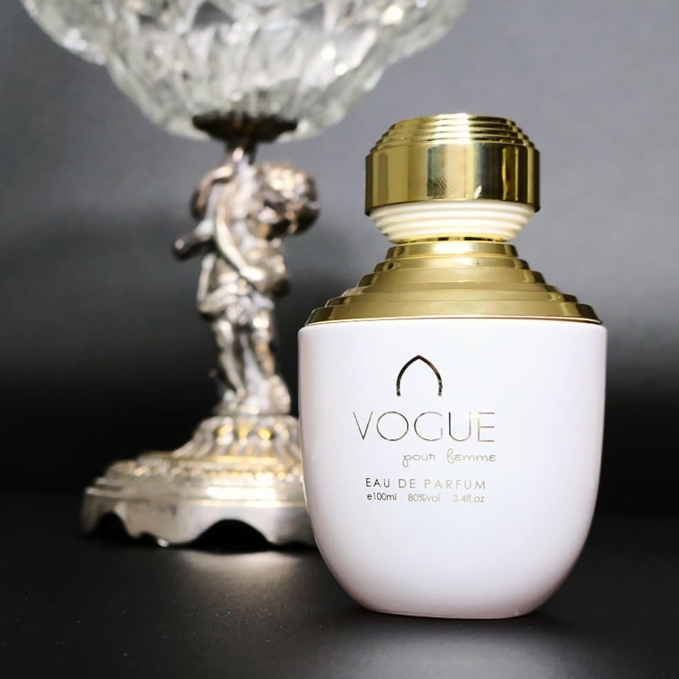 Vogue Eau de Parfum 3.4 oz - Fruity Floral Womens Perfume with Citrus Apple Praline Peony Cedar and Musk Accords loved for its long lasting trail and compliment catching aroma