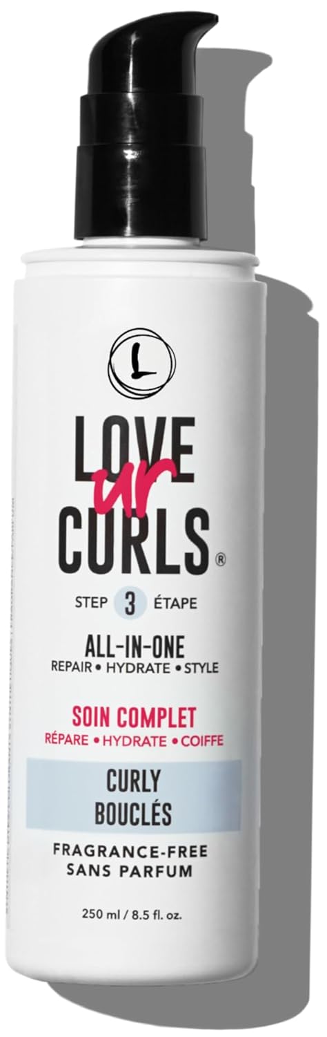 Love Ur Curls Fragrance Free All in One Curl Cream Styler for Curly Textured Hair, Repair, Define, Hydrate & Style with Shea Butter, 250mL