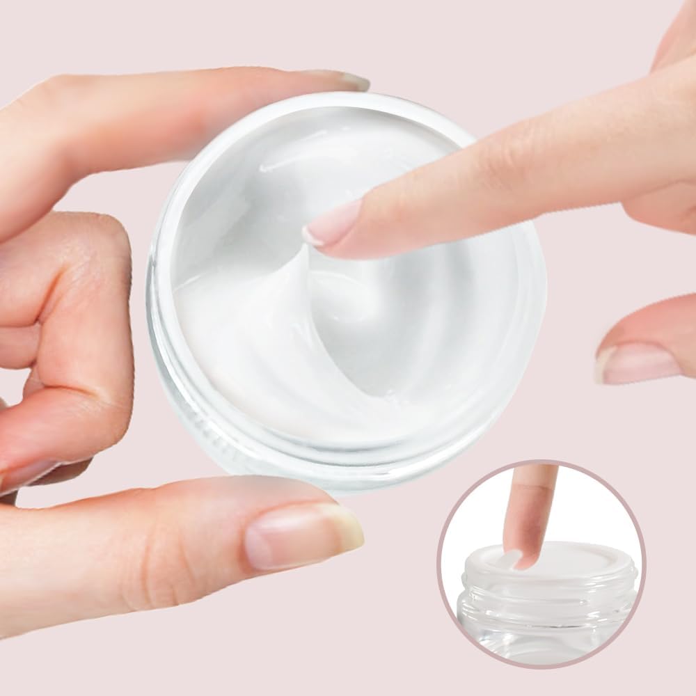 3 pack 2oz Glass Jars Round Empty Cosmetic Containers, Refillable Glass Jars with Lids for Face Creams, Lotions, Powders,Salves Ointments,Potravel Storage