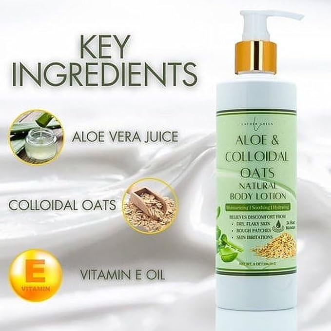 Aloe & Colloidal Oats Natural Body Lotion for Soothing Relief & Deep Hydration, 8 oz