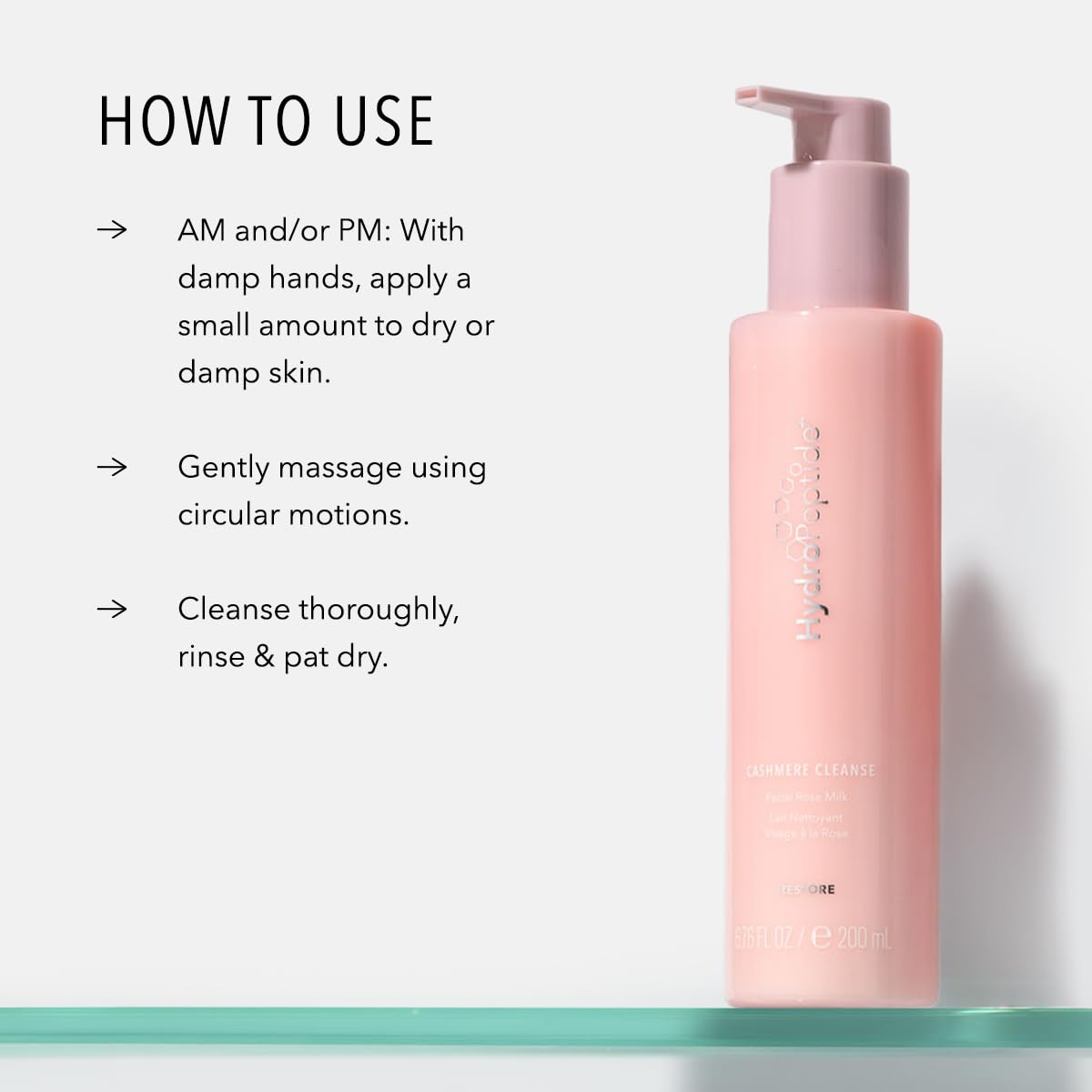 HydroPeptide Cashmere Cleanse, Facial Rose Milk, Clean & Balance Skin's Natural Oils, 6.76 Ounce