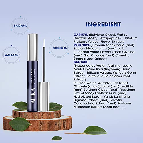 ALIKA Eyelash Growth Serum for Women – Natural & Prostaglandin-Free Lash and Brow Enhancer with Redensyl, Peptides & Biotin, Helps Grow Longer, Thicker, Fuller Lashes, Gentle for Sensitive Eyes [5ML]