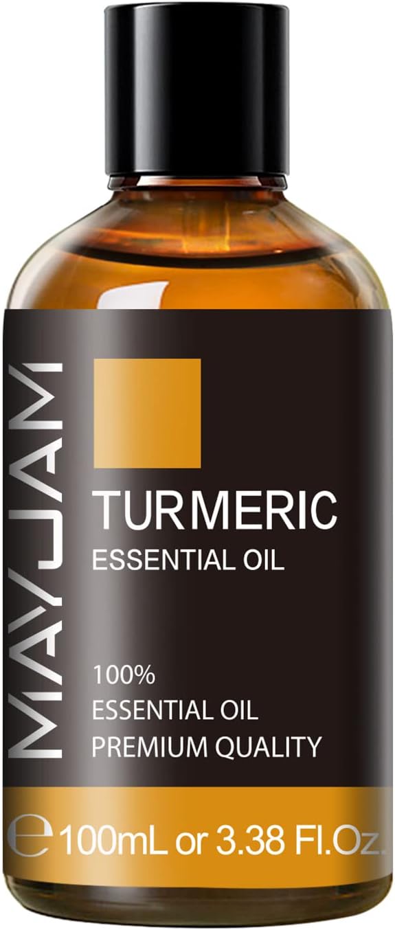 Turmeric Essential Oil, MAYJAM Pure Essential Oils for Diffusers, 3.38FL.OZ/100ML Large Volume Turmeric Oil with Premium Glass Dropper