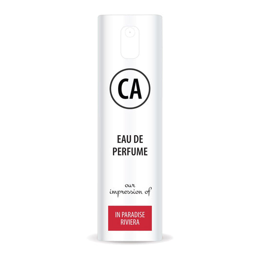 CA Perfume Impression of In Paradise Riviera Unisex Eau De Parfum Floral Woody Musk Scent Long Lasting Unisex Fragrance Travel Size TSA Ready for Day and Night Wear 0.33 Fl Oz 10ml