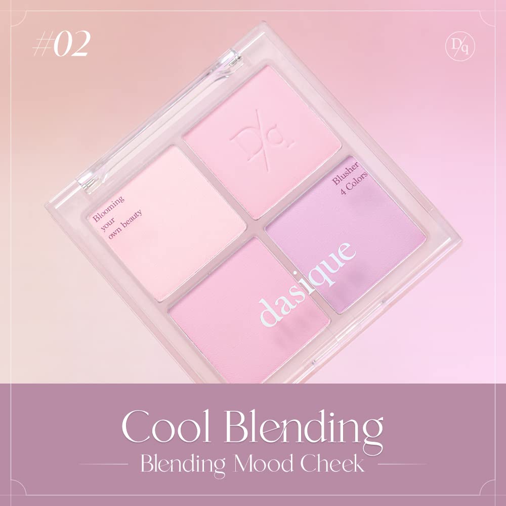 Dasique Blending Mood Cheek #02 Cool Blending l Cruelty-Free l 4 Blendable Shades in Lightweight, Long-lasting, Smooth Powder