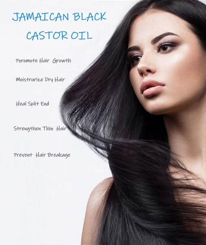 Jamaican Black Castor Oil, Organic Castor Oil Cold Pressed Unrefined Glass Bottle,Rich in Vitamin E, Omega Fatty Acids and Minerals for Hair & Skin, Bold Lashes & Brows, Nail Care 16OZ