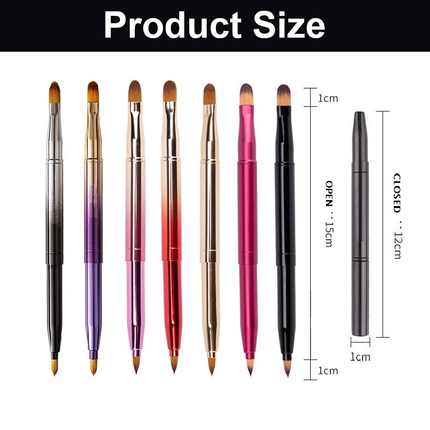 Exquisite Professional Lip Brush Applicators-Retractable Lipstick Brushes- Lipstick Gloss Makeup Brush Tool For Women and Girls (Two-Head-Gradient Purple)