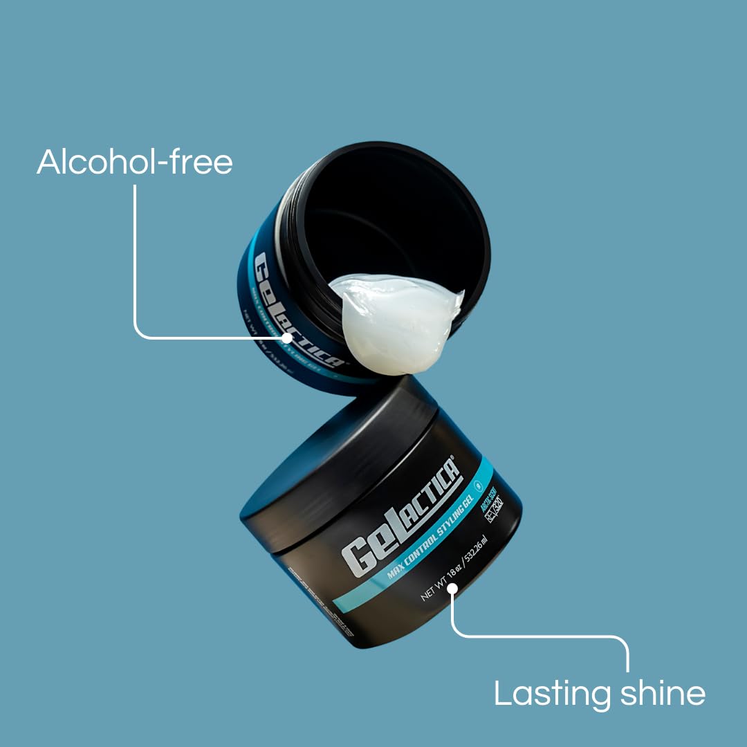 Max Control Hair Gel for Men, Alcohol-Free, Strong Hold Styling Gel, Natural Extracts for Long-Lasting Hold and Shine, Slick Back Hair Style 18 oz