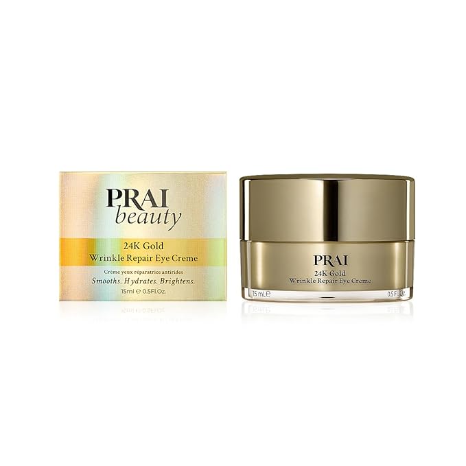 PRAI Beauty 24K Gold Wrinkle Repair Eye Creme - Anti-Aging and Anti-Wrinkle Eye Cream - Infused with Hyaluronic Acid and Real 24K Gold, 0.5 Oz