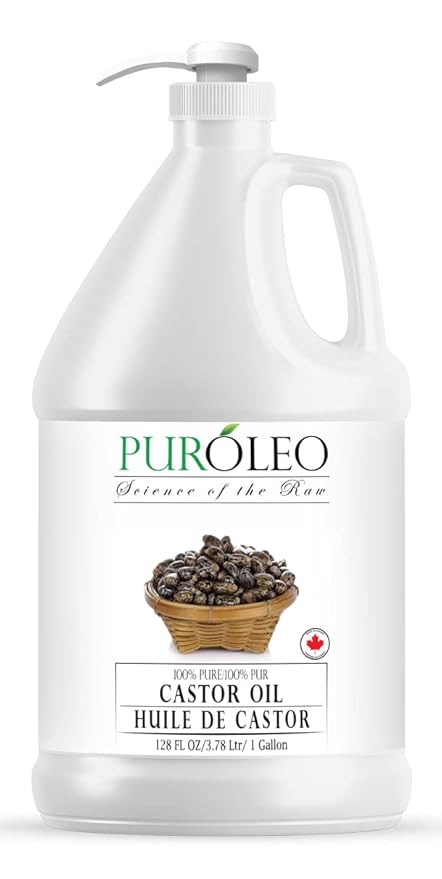 PUROLEO Castor Oil 128 Fl Oz/3784 ML (Made in Canada) Hair, Lash, Beard, Eyelashes & Eyebrow Oil Jamaican Black castor oil for thicker brow longer lashes, Make eyelash serum, hair serum for dry hair