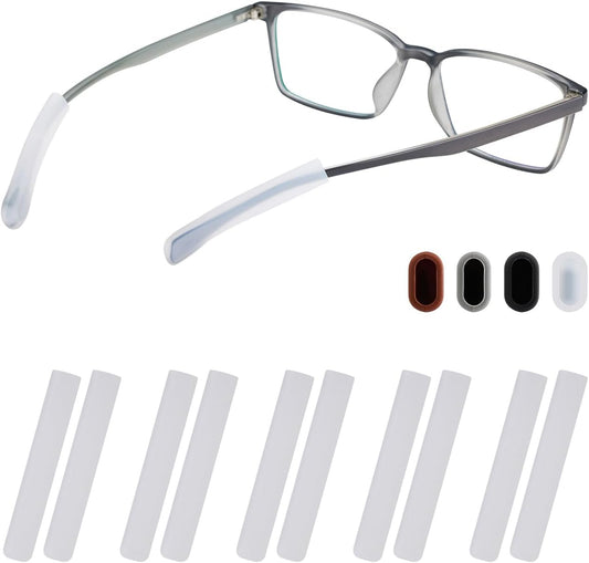Glasses Ear Cushion, Non Slip Soft Silicone Eyeglass Ear Cushions, Anti-Slip Comfort Eyeglasses Temple Tips Sleeve Retainer, Comfort Eye Glass Ear Grips, Glasses Accessories (5 White Pairs)