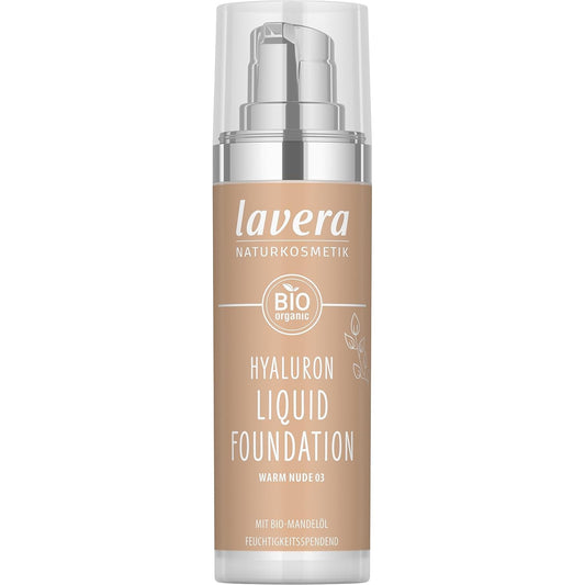 lavera Hyaluron Liquid Foundation - Warm Nude 03 - Foundation Make Up with Hyaluron & Almond Oil for a Flawless Complexion - Face Make Up - PETA Certified - Vegan - Made in Germany - 1 Fl Oz
