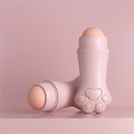 Face Roller oily skin oil absorbing massage tool, natural volcanic stone reusable facial skin care tool 2 packs，easy to carry, control the oiliness of the face (pink)