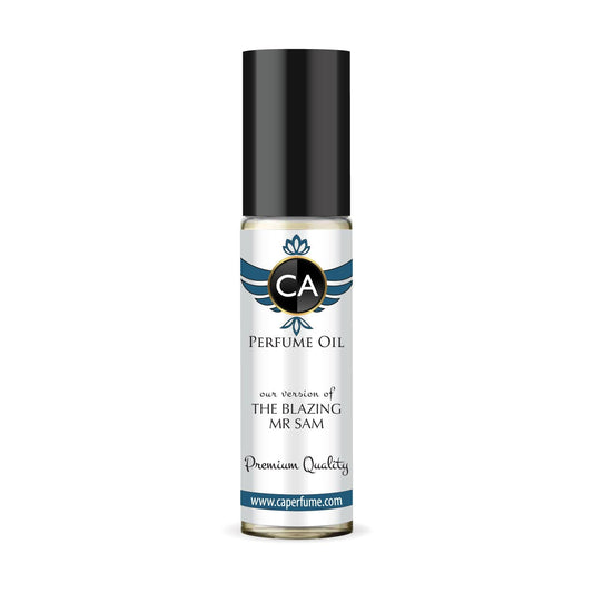 CA Perfume Impression of The Blazing Mr Sam for Men Perfume Oil Woody Spicy Scent Long Lasting Cologne for Men Travel Size TSA Ready Mini Parfum Body Oil Roll-on 0.33 Fl Oz 10ml