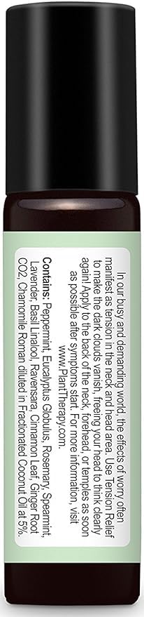 Plant Therapy Tension Relief Essential Oil Blend Pre-Diluted Roll-On 10 mL (1/3 oz) 100% Pure, Therapeutic Grade Essential Oils Diluted in Fractionated Coconut Oil