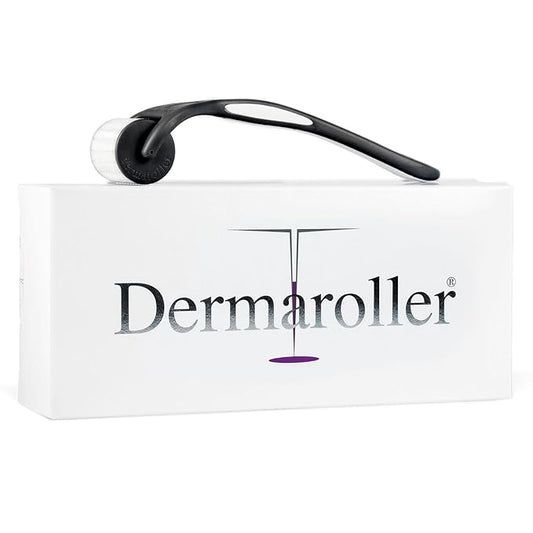 Dermaroller Microneedling Facial Roller for Skin Improvement, 0.2mm Needles for Stretch Marks, Acne & Burn Scars – Painless Dermaroller for Blemished Dry Skin – Made in Germany