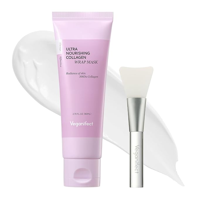 Collagen Overnight Wrapping Facial Mask with Jelly Brush, For Elasticity Improving, Hydrating, Firming, Collagen & Peptide, Glass Skin, Korean Skin Care (2.70 Fl Oz)