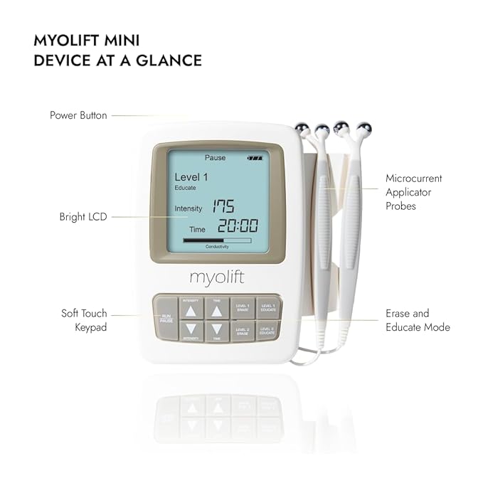 7E Wellness MyoLift Mini Microcurrent Facial Device - Non-Invasive Face Lift, Facial Skin Care Products for Anti Aging, Skin Tightening - Esthetician Supplies and Skin Care Tools - Up to 400 Microamps