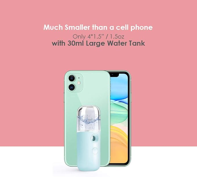 GIVERARE Nano Facial Steamer, Handy Mini Mister, USB Rechargeable Mist Sprayer, 30ml Visual Water Tank Moisturizing&Hydrating for Face, Daily Makeup, Skin Care, Eyelash Extensions-Blue