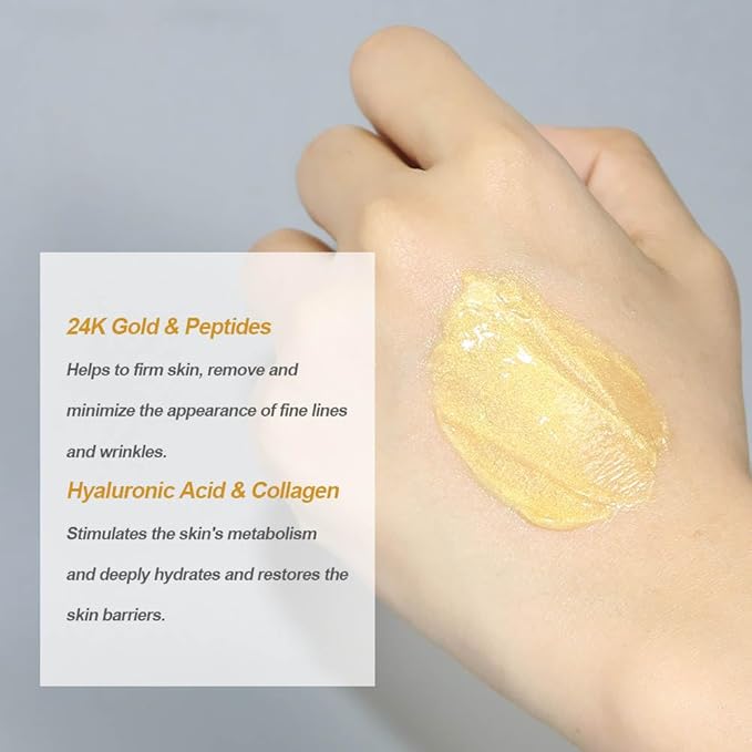 Under Eye 24K Gold Gel |Reduce Fine Lines, Dark Circles, Puffy Eyes, Undereye Bags| Advanced Night Anti Wrinkle Repair Eye Solution Gel-Cream | Facelift Essence Cream | 2 Syringe Pack