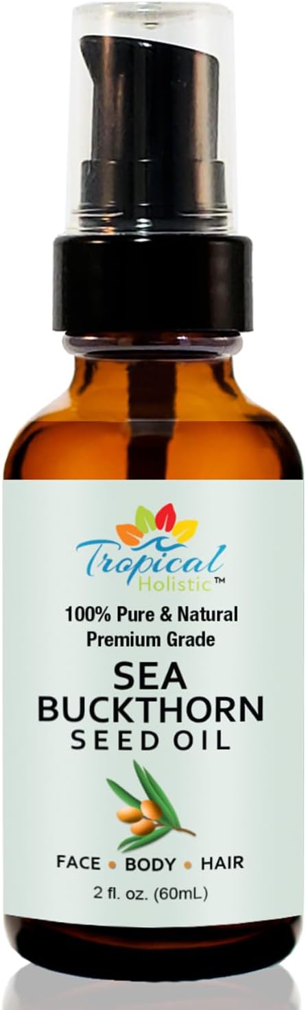 100% Pure Sea Buckthorn Seed Oil 2 oz - Premium Natural, Cold-pressed, Unrefined, Extra Virgin for Hair, Face, Lips, Acne, Anti aging Skincare