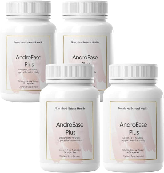 Nourished AndroEase Plus - Natural Balance Supplement for Women - Vegan Formula with Zinc & Saw Palmetto - 240 Capsules for Daily Wellness & Vitality - Made in USA