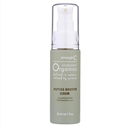 emerginC Scientific Organics Peptide Booster Facial Serum - Face Serum with Kombucha, Red Algae + Antioxidant Astaxanthin to Hydrate, Visibly Improve Signs of Aging + Tone (1 Ounce, 30 ml)
