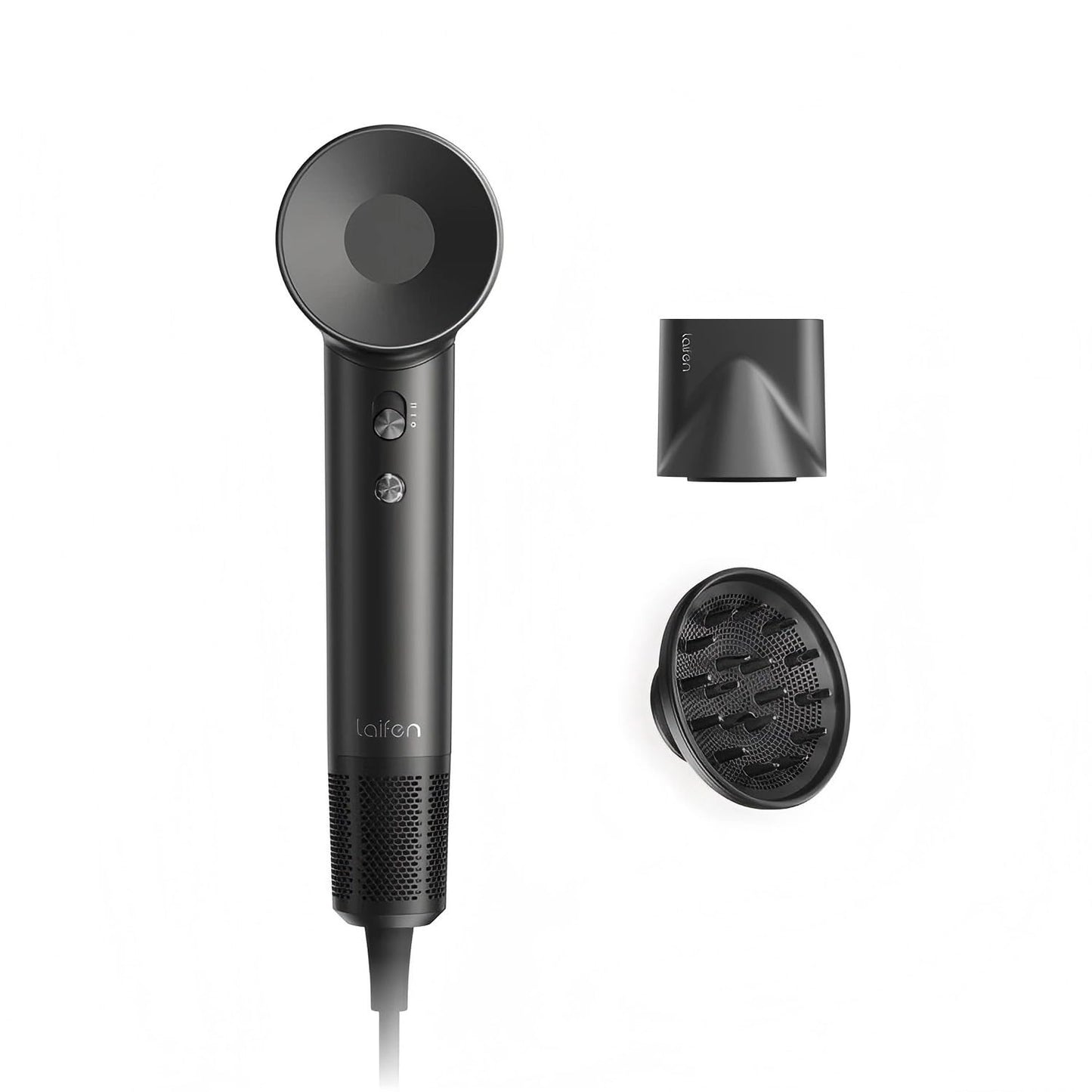 Laifen Swift Hair Dryer with Diffuser, High Speed 200M Ionic Blow Dryer with 110, 000 RPM Brushless Motor for Fast Drying, Low Noise, Hairdryer with Magnetic Nozzle