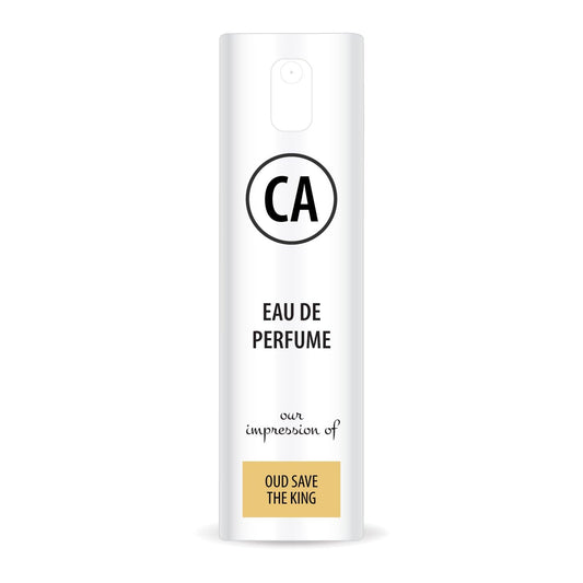 CA Perfume Impression of Oud Save The King Unisex Eau De Parfum Amber Scent Long Lasting Unisex Fragrance Travel Size TSA Ready for Day and Night Wear 0.33 Fl Oz 10ml