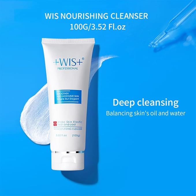 '+WIS+ Moisturizing 4-Piece Skin Care Set - with Facial Cleanser, Toner, Lotion, Cream for for Cleansing, Hydration, Repair and Anti Aging