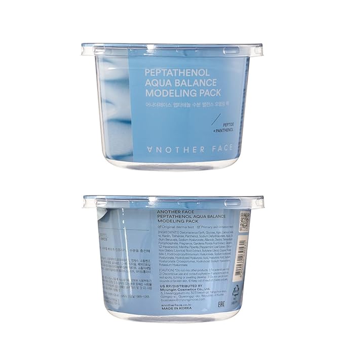 ANOTHERFACE PEPTATHENOL™ Aqua Balance Modeling Pack, Deep Hydrating & Cooling Jelly Mask, Intensive Calming & Soothing, Smooth Skin Texture, Home Spa Kit, Korean Skin Care, 4 cups in 1 Pack, Vegan