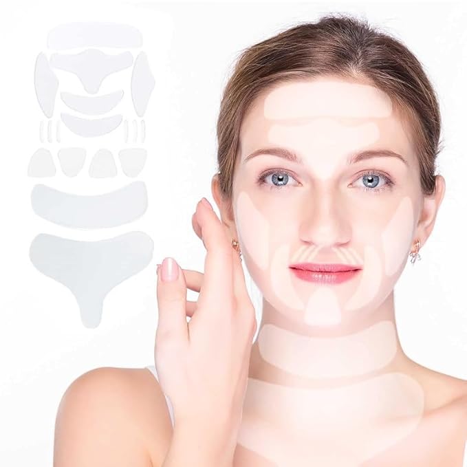 32 Pcs Wrinkle Patches，Reusable Silicone Face, Forehead, Neck & Chest Wrinkle Pads – Anti Aging Overnight Facial Smoothing Pads for Fine Lines, Decollete Care, Skin Rejuvenation