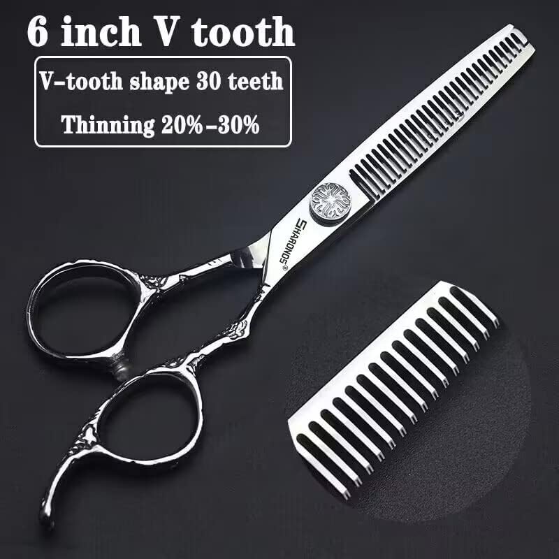 6/7-Inch Professional Hair Scissors Haircut Rose Pattern Hair Scissors Styling Tools Japanese Stainless Steel Scissor Set (6-inch -3pc)