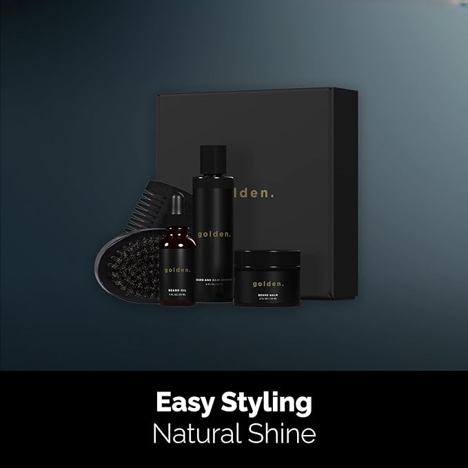 Golden Grooming Co. Ultimate Beard Care Kit for Men | Includes Beard & Hair Shampoo, Beard Balm, Beard Oil, Comb & Brush | Complete Grooming Bundle