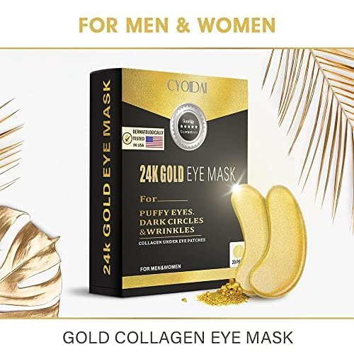 24K Gold Under Eye Patches for Dark Circles & Puffiness – Korean Masks for Bags & Fine Lines – Hydrating Eyes Bag Treatment for Men & Women – Collagen Eye Mask for Wrinkles & Tired Eyes