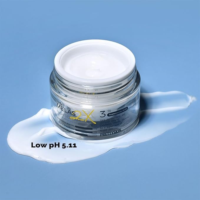 Melas 2X Night Cream for Dark Spots, Uneven Skin Tone & Texture – Hydrating Facial Moisturizer with Tranexamic Acid, Alpha Arbutin & Glycolic Acid, 1.69 fl oz