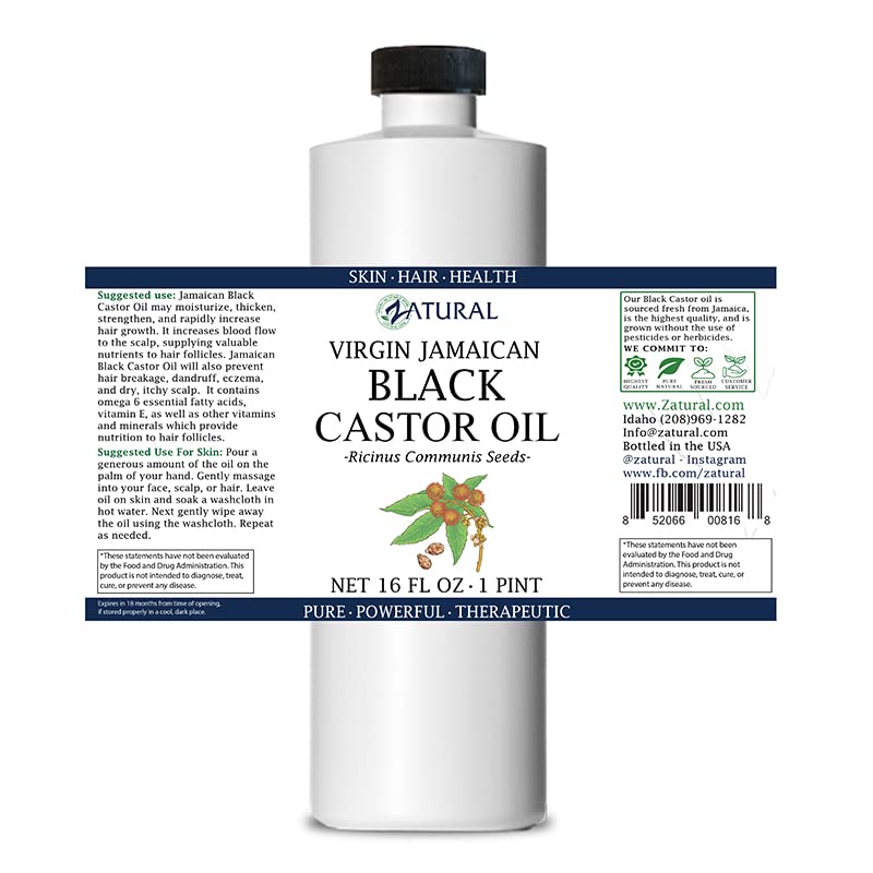 Zatural Black Castor Oil_100% Pure Tropic Jamaican Black Castor Oil (16 Ounce)