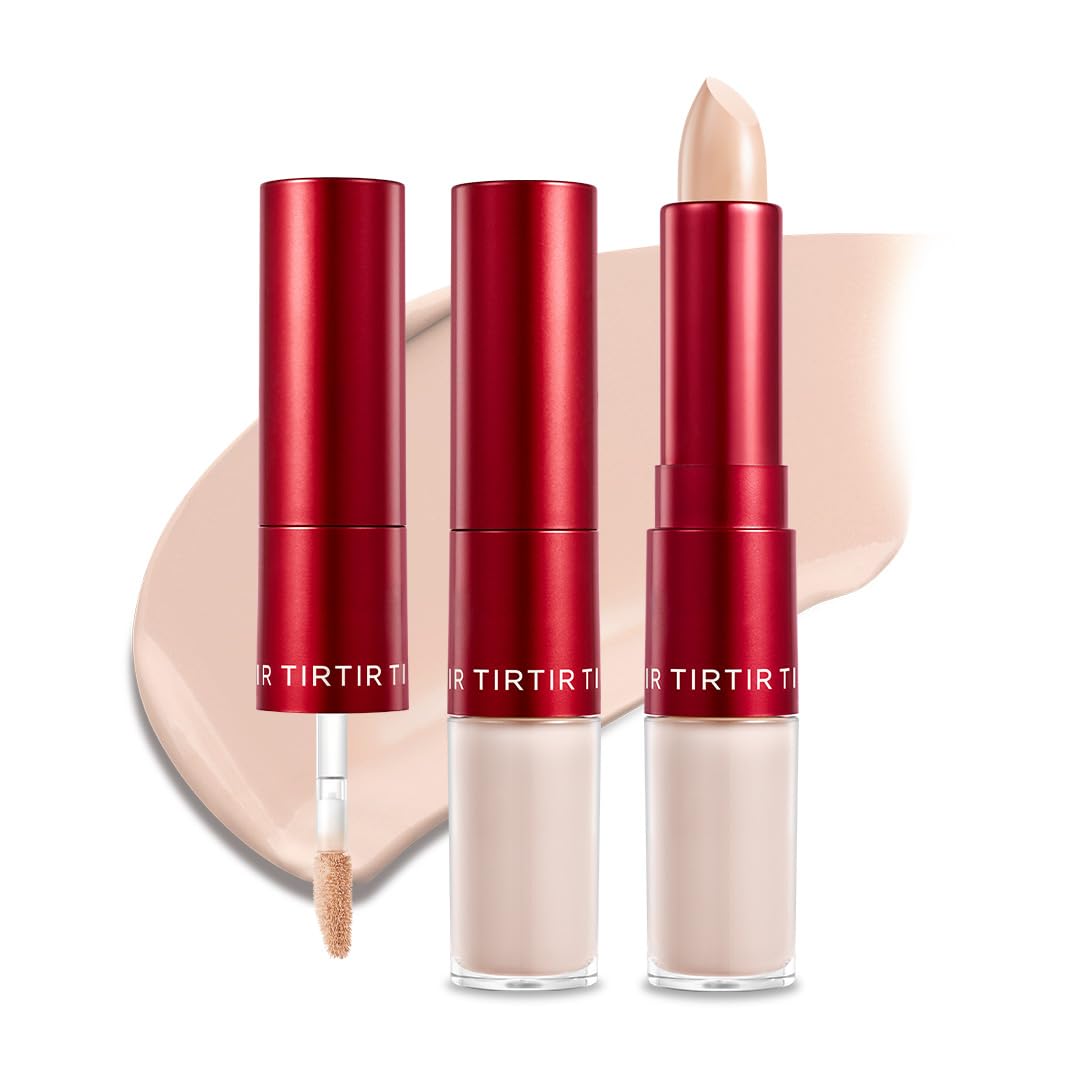 TIRTIR Glide&Hide Blurring Concealer - Creamy texture, Conceals dark circles and wrinkles, Dual formula (liquid tip & balm stick), Long-lasting wear, Korean Makeup, #2C, 0.28 Oz