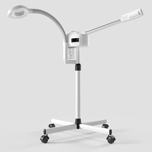 Facial Steamer Professional, Facial Steamer with Magnifying Lamp for Esthetician, 2 in 1 Ozone Steamer for Face, Face Steamer for Facial Deep Cleaning, White.