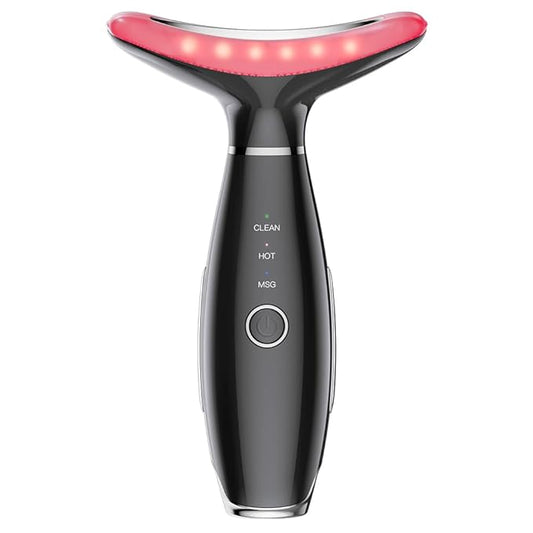 Facial Massager, 3 Modes Face Sculpting Tool, Vibrating Neck Face Massager with Thermals (Black)