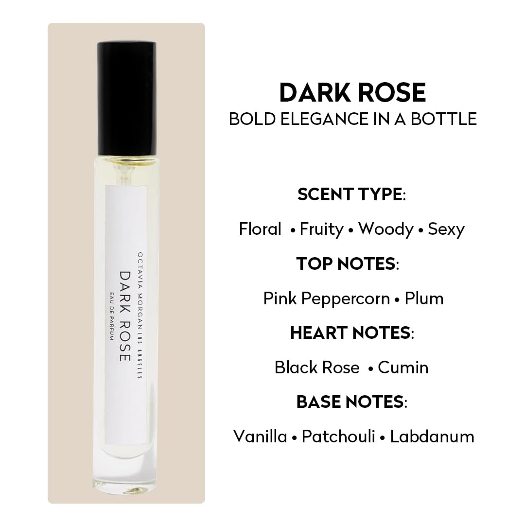 OCTAVIA MORGAN DARK ROSE Eau De Parfum- Bold Vanilla Perfume with Black Rose, Plum & Pink Peppercorn- Travel Perfumes with Long-Lasting, Seductive Depth- Unisex Perfume for Unforgettable Moments- 10ML