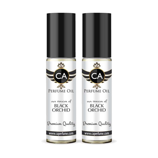 CA Perfume Impression of Black Orchid for Women Eau De Parfum Amber Floral Scent Long Lasting Perfumes for Women Travel Size TSA Ready for Day and Night Wear 0.33 Fl Oz 10ml (Pack of 2)