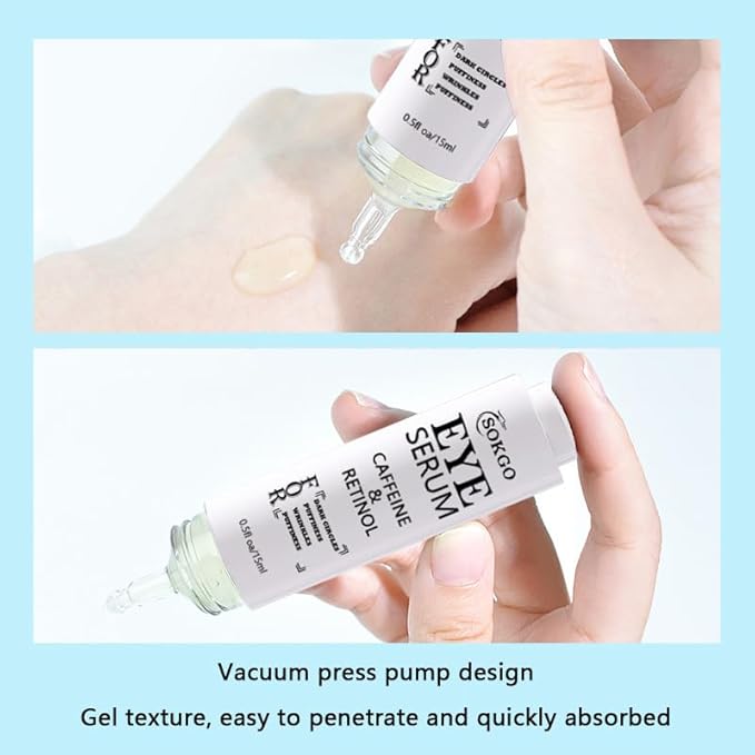 Caffeine Eye Serum, Retinol Eye Firming Serum for Dark Circles and Puffiness, Anti Aging Eye Serum with Hyaluronic Vitamin E, Smooth Fine Lines and Hydrate Eye Area