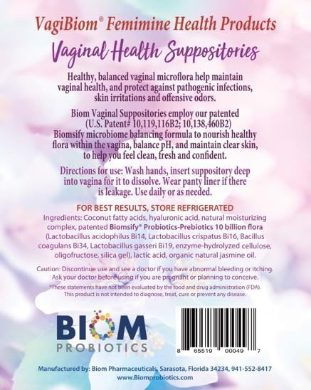Biom Vaginal Probiotic Suppository: Natural Vaginal (5 Count)
