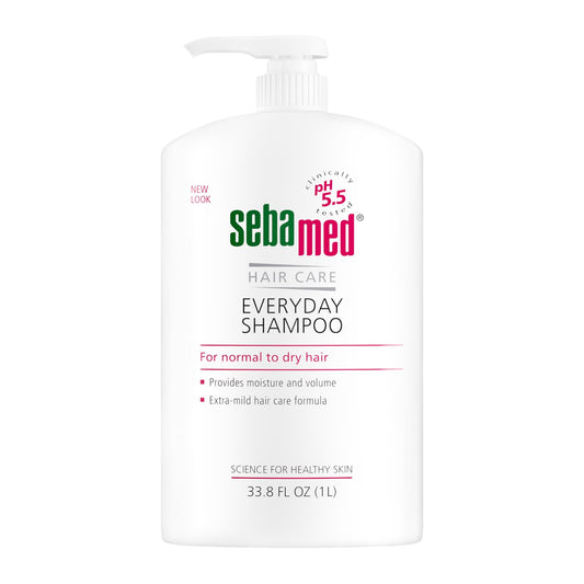 SEBAMED seba med Everyday Shampoo for All Hair Types and Sensitive Scalp 33.8 Fl. Oz (1L) Hypoallergenic Dermatologist Recommended pH 5.5 Soap and Alkali Free