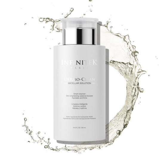 Infinitek Paris Micellar Water Solution with Hyaluronic Acid 8.45 Fl Oz - Skin Care Product and Makeup Remover - Hydrating Cleansing Liquid for Face Wash and Eye Makeup Remover