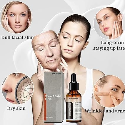 2PCS Vitamin C Facial Serum Essence, Hydration, Skin Moisturized, Vitamin C Serum, Anti Aging & Wrinkle Facial Serum（30ml / 1.01oz）