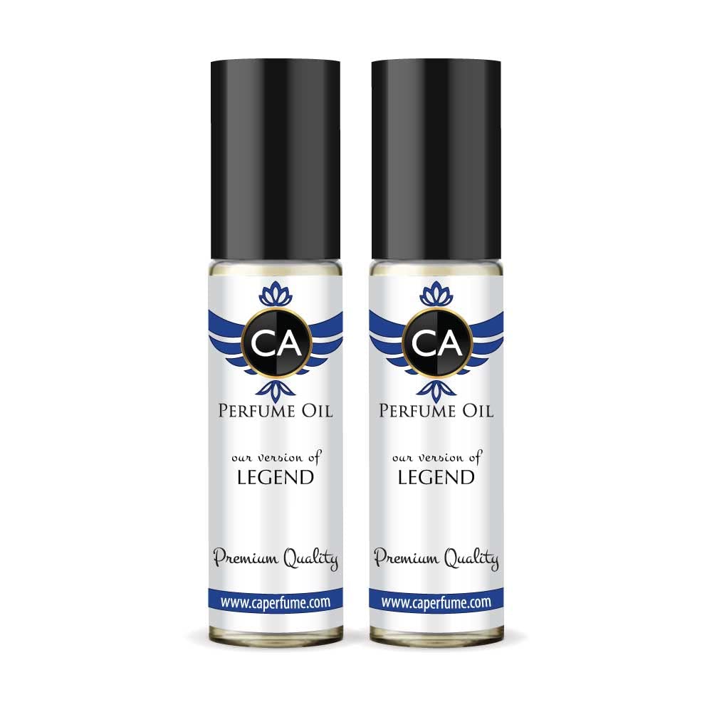 CA Perfume Impression of Legend for Men Eau De Parfum Aromatic Fougere Scent Long Lasting Cologne for Men Travel Size TSA Ready for Day and Night Wear 0.33 Fl Oz 10ml (Pack of 2)