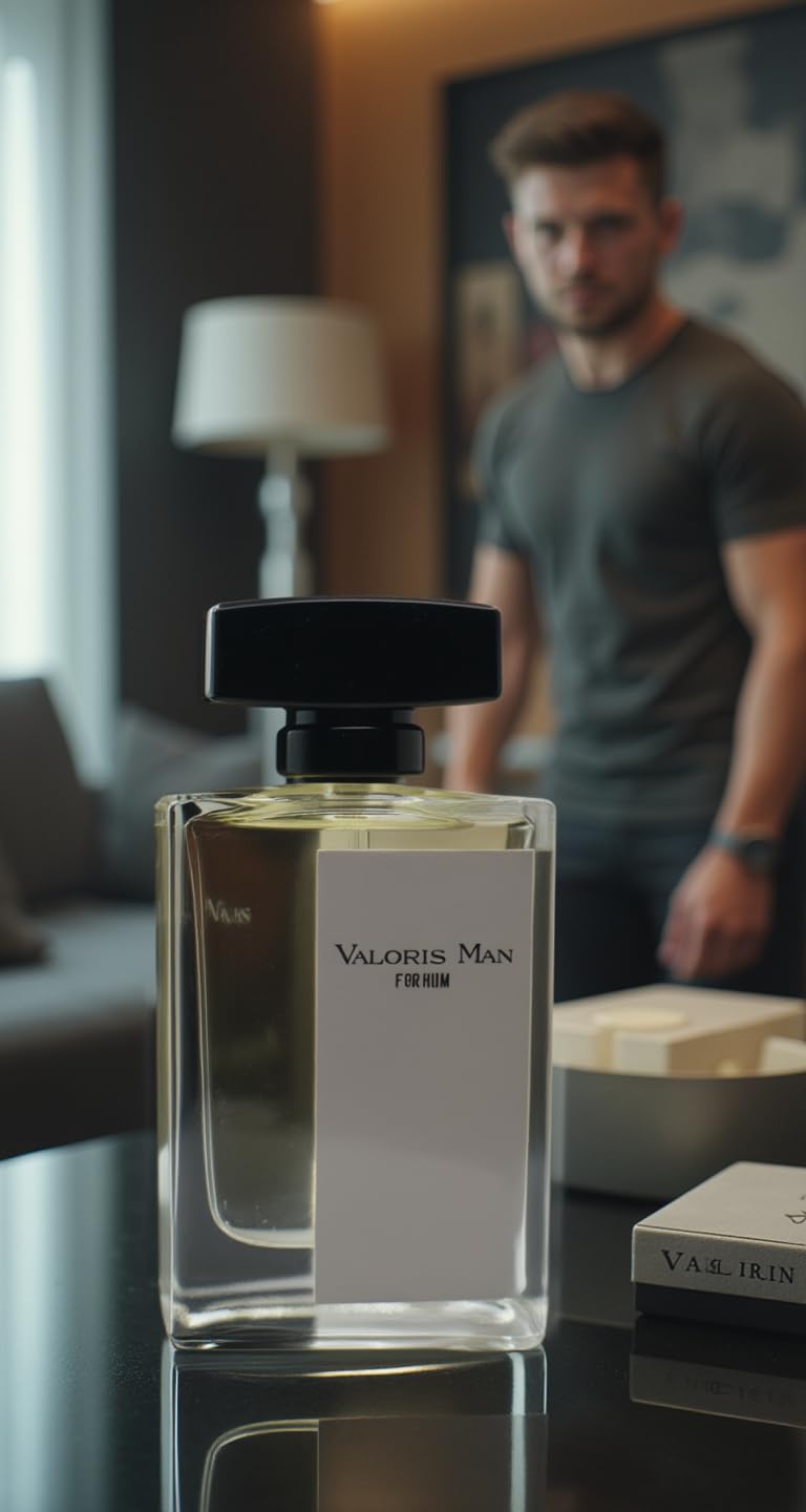Valoris Man Eau de Parfum, Citrus and Spice Fragrance with Leather and Musk Notes